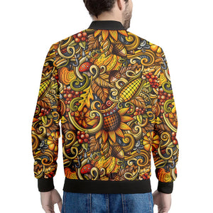 Abstract Sunflower Pattern Print Men's Bomber Jacket