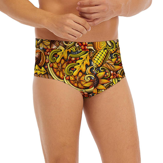 Abstract Sunflower Pattern Print Men's Briefs