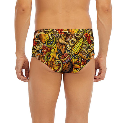 Abstract Sunflower Pattern Print Men's Briefs