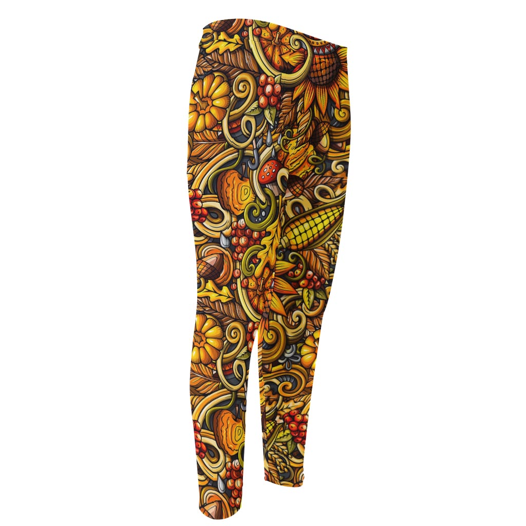 Abstract Sunflower Pattern Print Men's Compression Pants