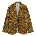 Abstract Sunflower Pattern Print Men's Cotton Blazer