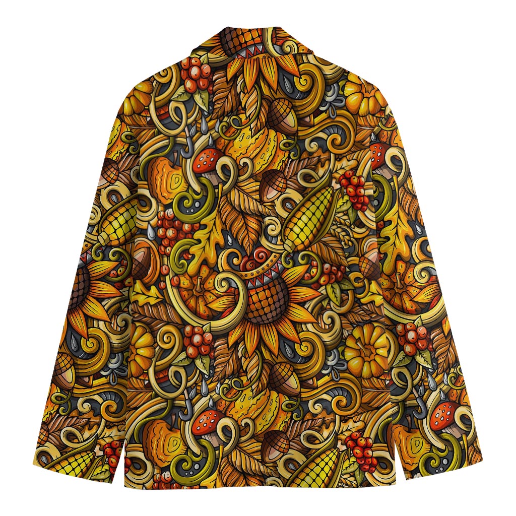 Abstract Sunflower Pattern Print Men's Cotton Blazer