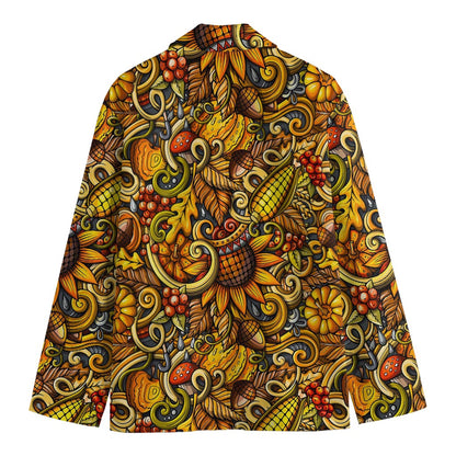 Abstract Sunflower Pattern Print Men's Cotton Blazer