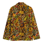 Abstract Sunflower Pattern Print Men's Cotton Blazer