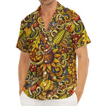 Abstract Sunflower Pattern Print Men's Deep V-Neck Shirt