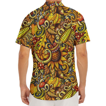 Abstract Sunflower Pattern Print Men's Deep V-Neck Shirt