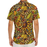 Abstract Sunflower Pattern Print Men's Deep V-Neck Shirt