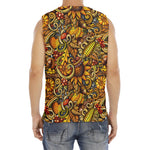 Abstract Sunflower Pattern Print Men's Fitness Tank Top
