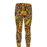 Abstract Sunflower Pattern Print Men's leggings