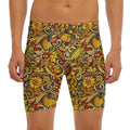 Abstract Sunflower Pattern Print Men's Long Boxer Briefs