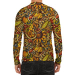 Abstract Sunflower Pattern Print Men's Long Sleeve Rash Guard