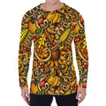 Abstract Sunflower Pattern Print Men's Long Sleeve T-Shirt