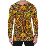 Abstract Sunflower Pattern Print Men's Long Sleeve T-Shirt