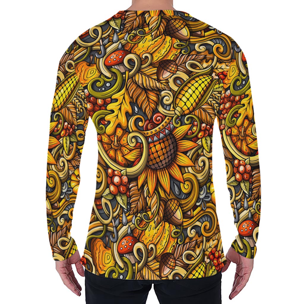 Abstract Sunflower Pattern Print Men's Long Sleeve T-Shirt