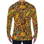 Abstract Sunflower Pattern Print Men's Long Sleeve T-Shirt