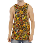 Abstract Sunflower Pattern Print Men's Muscle Tank Top