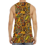 Abstract Sunflower Pattern Print Men's Muscle Tank Top