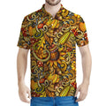 Abstract Sunflower Pattern Print Men's Polo Shirt