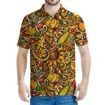 Abstract Sunflower Pattern Print Men's Polo Shirt
