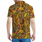 Abstract Sunflower Pattern Print Men's Polo Shirt
