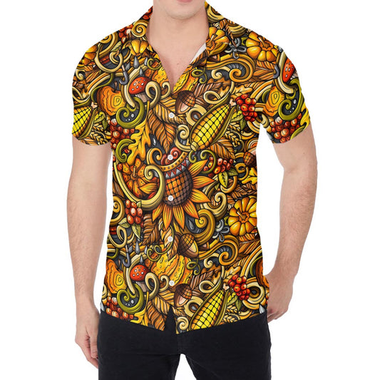 Abstract Sunflower Pattern Print Men's Shirt