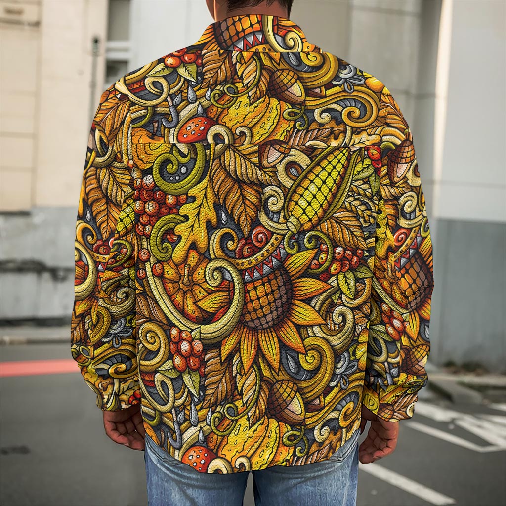 Abstract Sunflower Pattern Print Men's Shirt Jacket