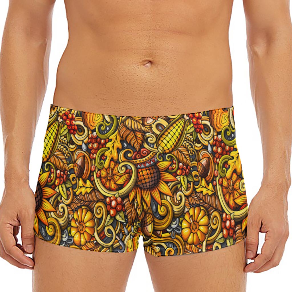 Abstract Sunflower Pattern Print Men's Short Boxer Briefs
