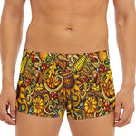 Abstract Sunflower Pattern Print Men's Short Boxer Briefs