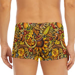 Abstract Sunflower Pattern Print Men's Short Boxer Briefs