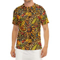 Abstract Sunflower Pattern Print Men's Short Sleeve Rash Guard