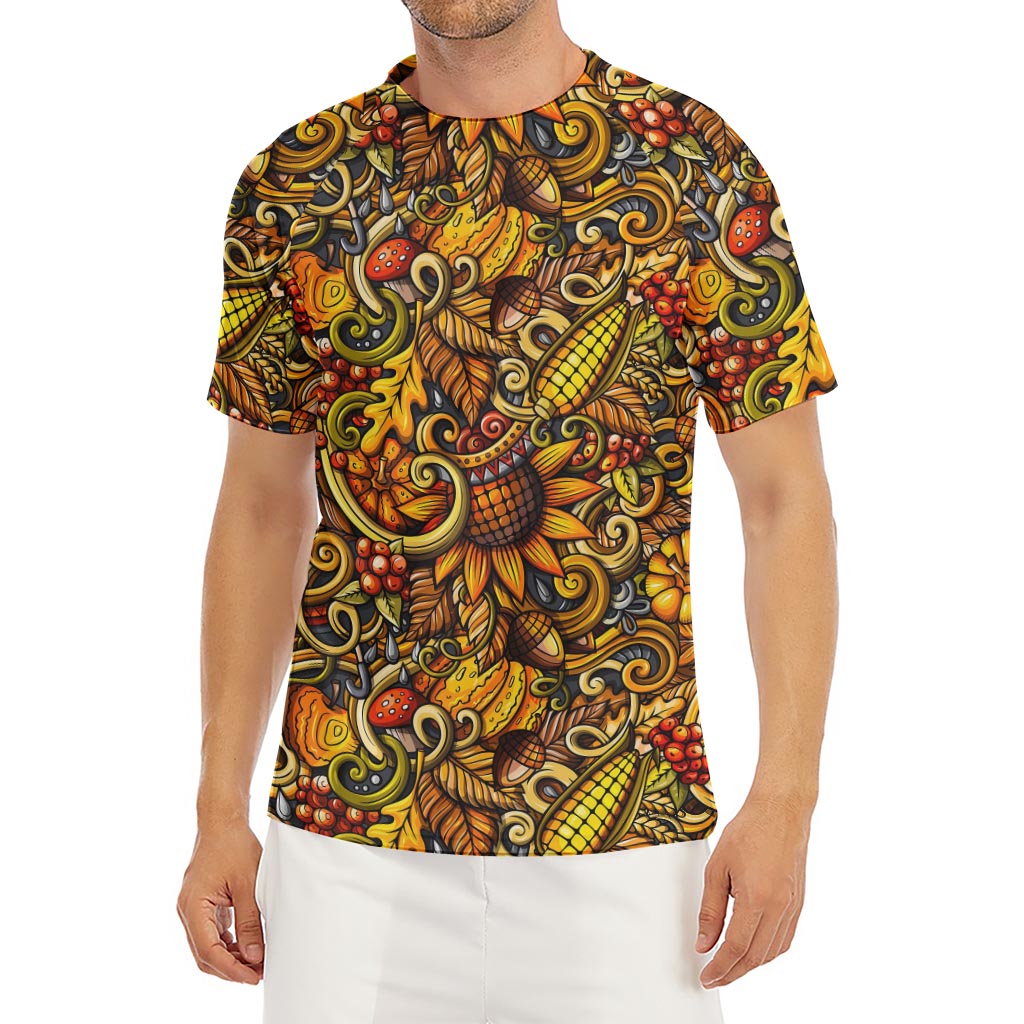 Abstract Sunflower Pattern Print Men's Short Sleeve Rash Guard