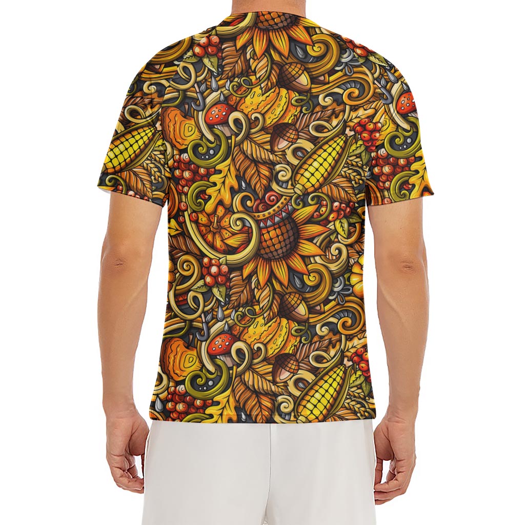 Abstract Sunflower Pattern Print Men's Short Sleeve Rash Guard