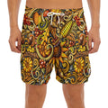 Abstract Sunflower Pattern Print Men's Split Running Shorts