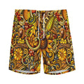 Abstract Sunflower Pattern Print Men's Athletic Shorts