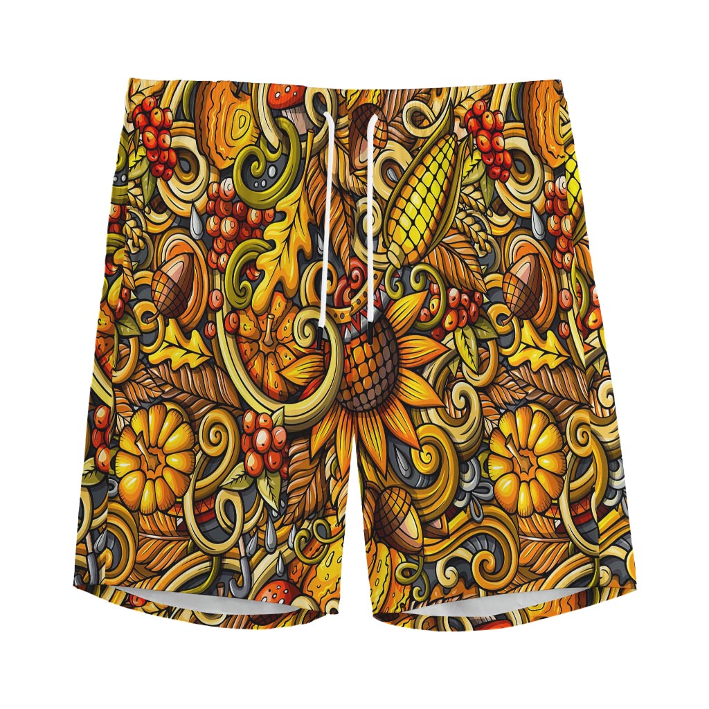 Abstract Sunflower Pattern Print Men's Sports Shorts