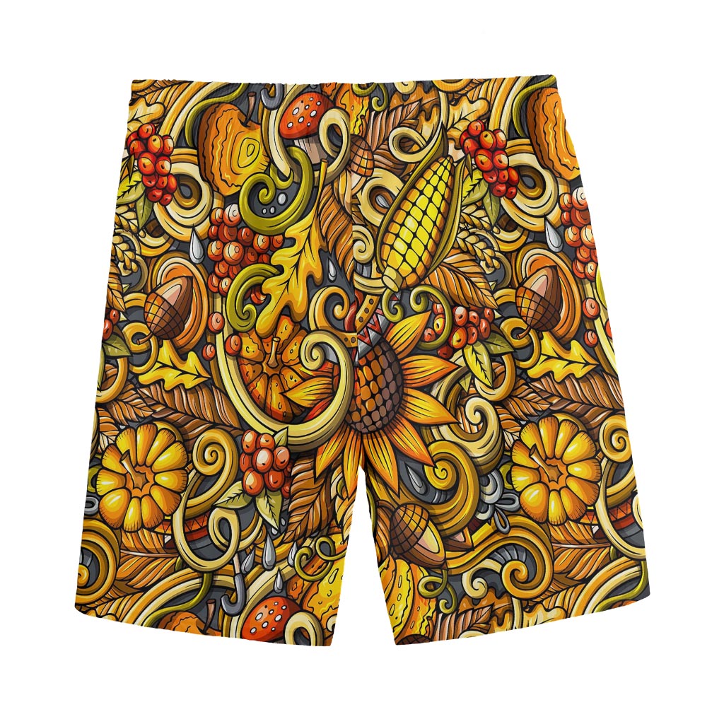 Abstract Sunflower Pattern Print Men's Sports Shorts