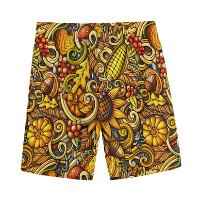 Abstract Sunflower Pattern Print Men's Sports Shorts