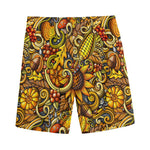 Abstract Sunflower Pattern Print Men's Sports Shorts