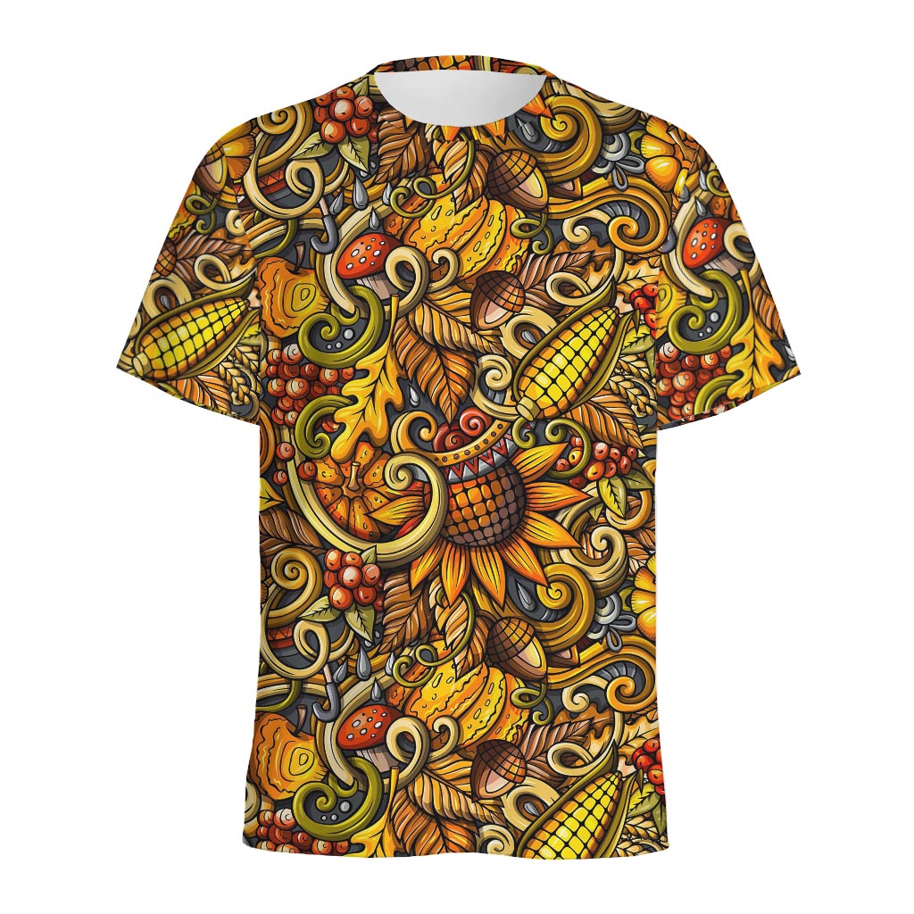 Abstract Sunflower Pattern Print Men's Sports T-Shirt