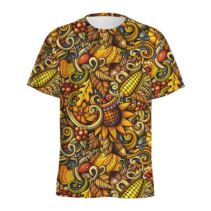 Abstract Sunflower Pattern Print Men's Sports T-Shirt