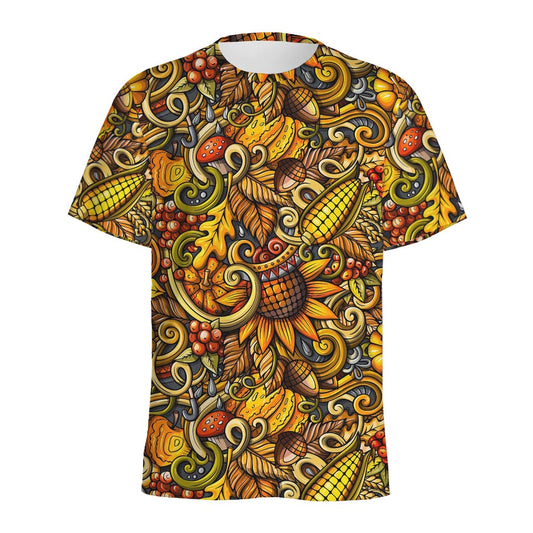 Abstract Sunflower Pattern Print Men's Sports T-Shirt
