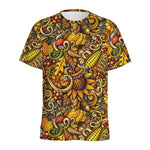 Abstract Sunflower Pattern Print Men's Sports T-Shirt