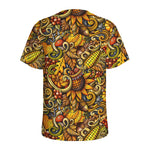Abstract Sunflower Pattern Print Men's Sports T-Shirt