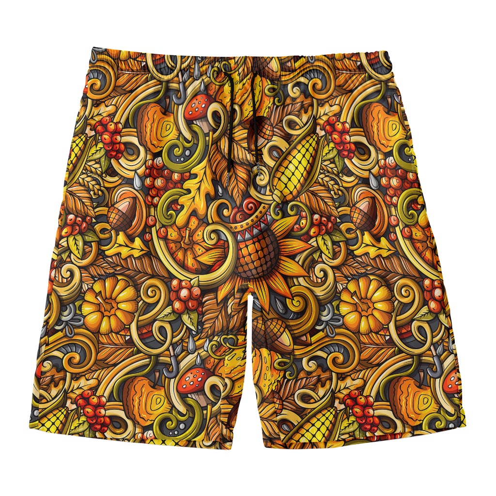 Abstract Sunflower Pattern Print Men's Swim Trunks