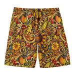 Abstract Sunflower Pattern Print Men's Swim Trunks