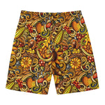 Abstract Sunflower Pattern Print Men's Swim Trunks