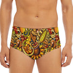 Abstract Sunflower Pattern Print Men's Triangle Swim Briefs
