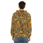 Abstract Sunflower Pattern Print Men's Velvet Pullover Hoodie