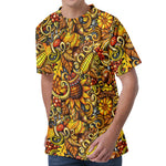 Abstract Sunflower Pattern Print Men's Velvet T-Shirt