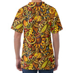 Abstract Sunflower Pattern Print Men's Velvet T-Shirt